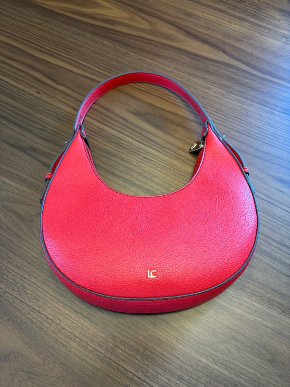Liz Claiborne Red Crescent-Style Leather Shoulder Bag